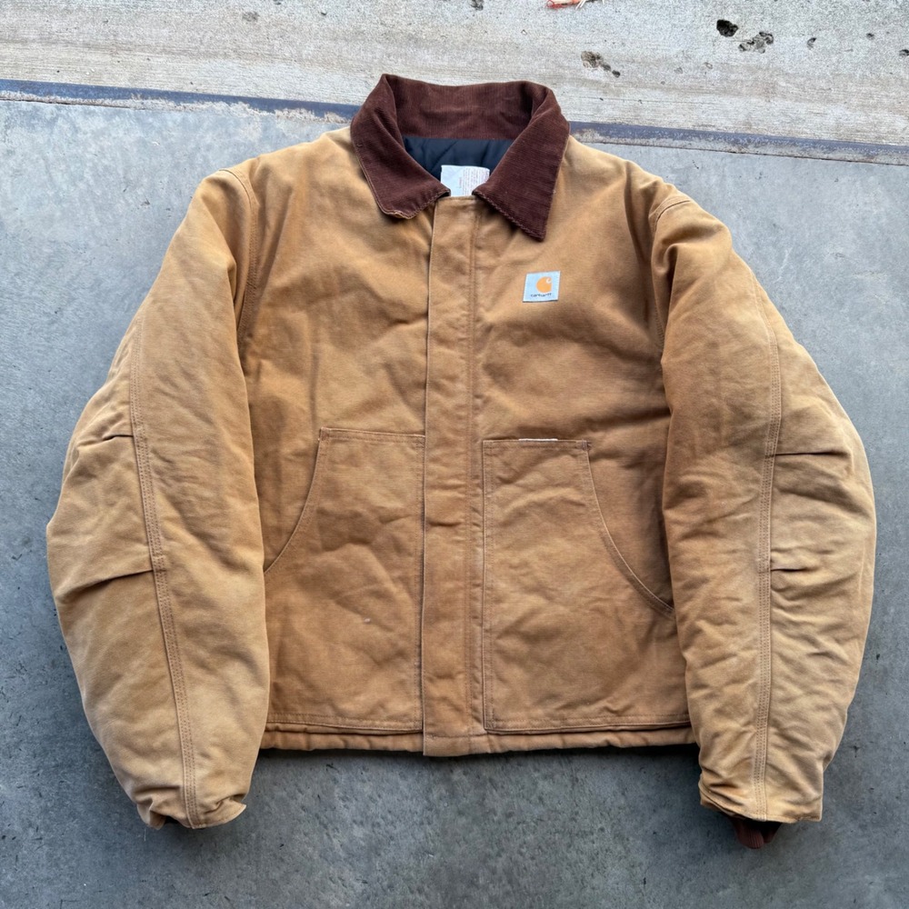 Vintage Carhartt J02 BRN Arctic Quilt Lined Duck Detroit Jacket Brown Mens 54XXL